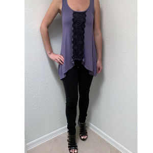 Purple VENUS Lace Trim, Sleeveless Tank  Size: XS